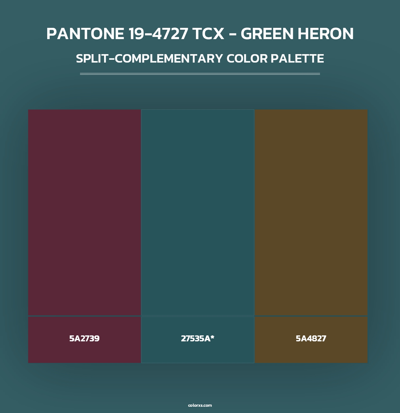 PANTONE 19-4727 TCX - Green Heron - Split-Complementary Color Palette
