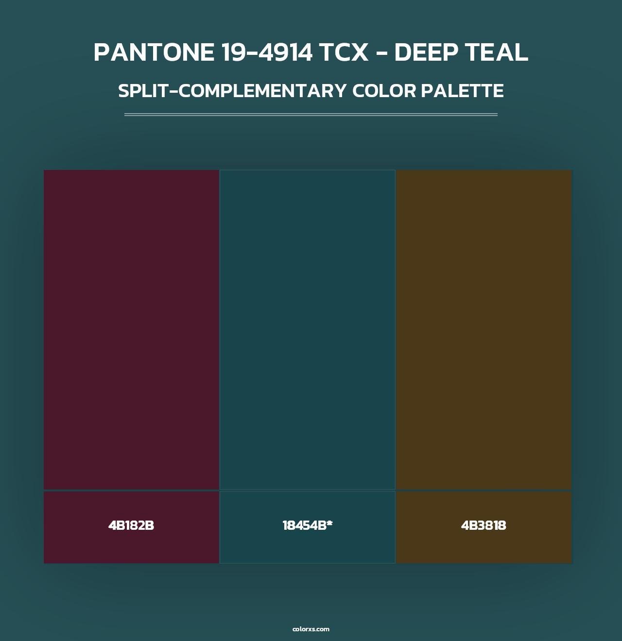 PANTONE 19-4914 TCX - Deep Teal - Split-Complementary Color Palette