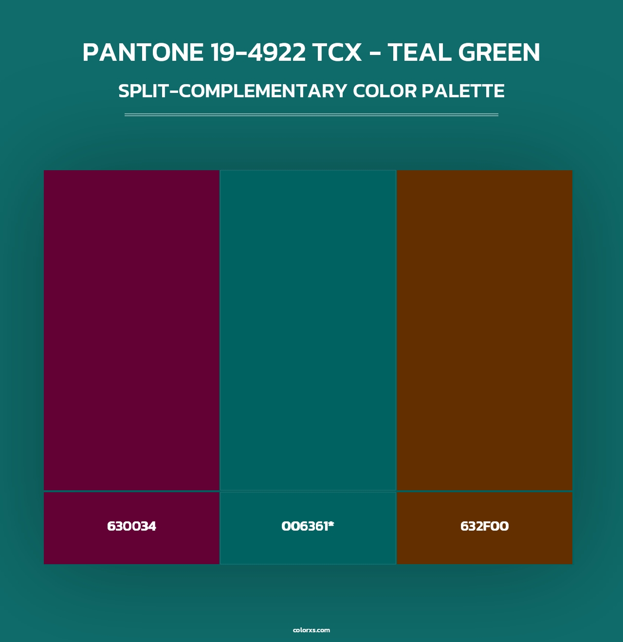 PANTONE 19-4922 TCX - Teal Green - Split-Complementary Color Palette