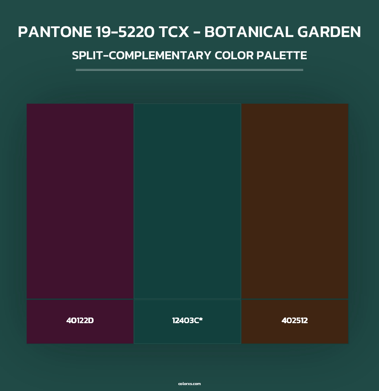 PANTONE 19-5220 TCX - Botanical Garden - Split-Complementary Color Palette