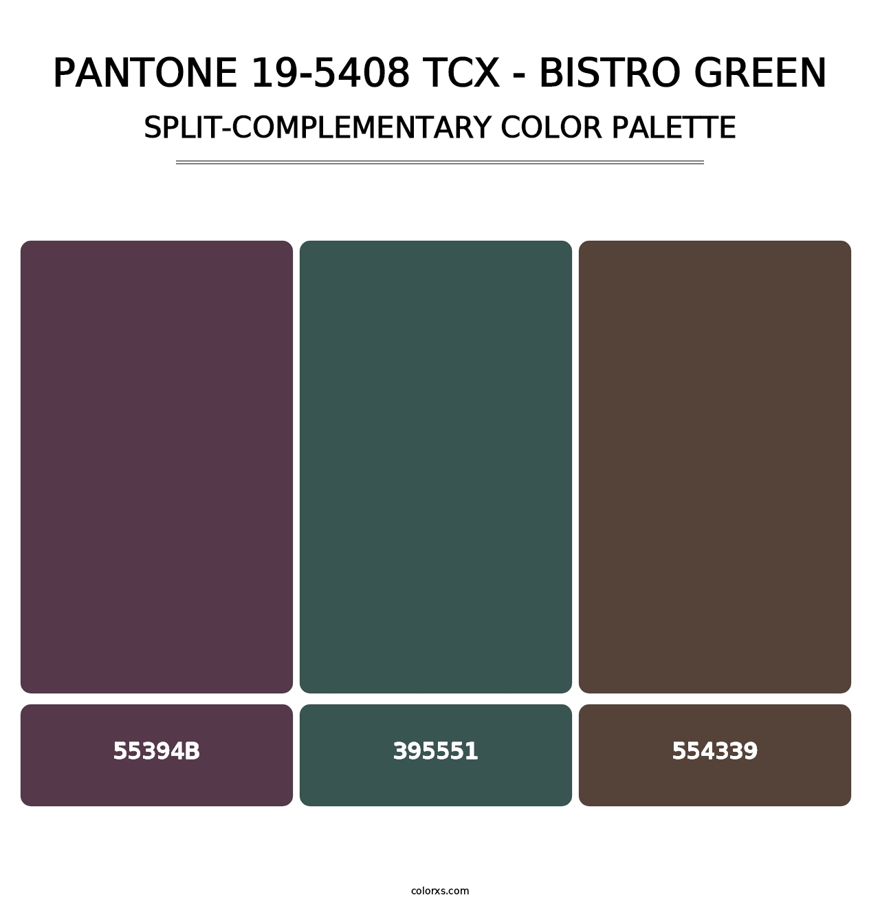 PANTONE 19-5408 TCX - Bistro Green - Split-Complementary Color Palette