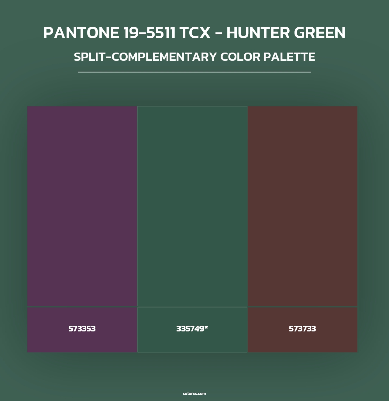 PANTONE 19-5511 TCX - Hunter Green - Split-Complementary Color Palette
