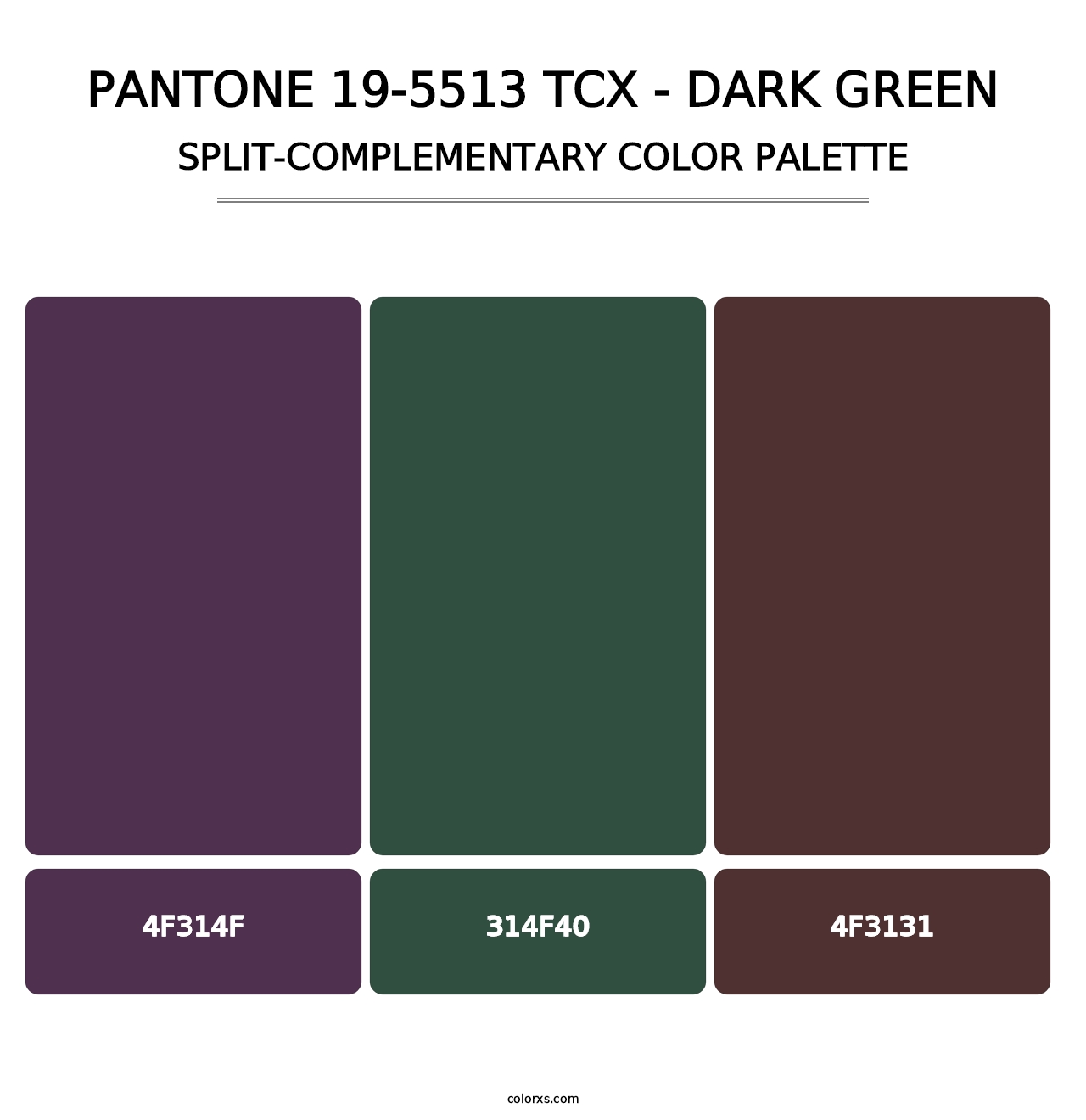 PANTONE 19-5513 TCX - Dark Green - Split-Complementary Color Palette