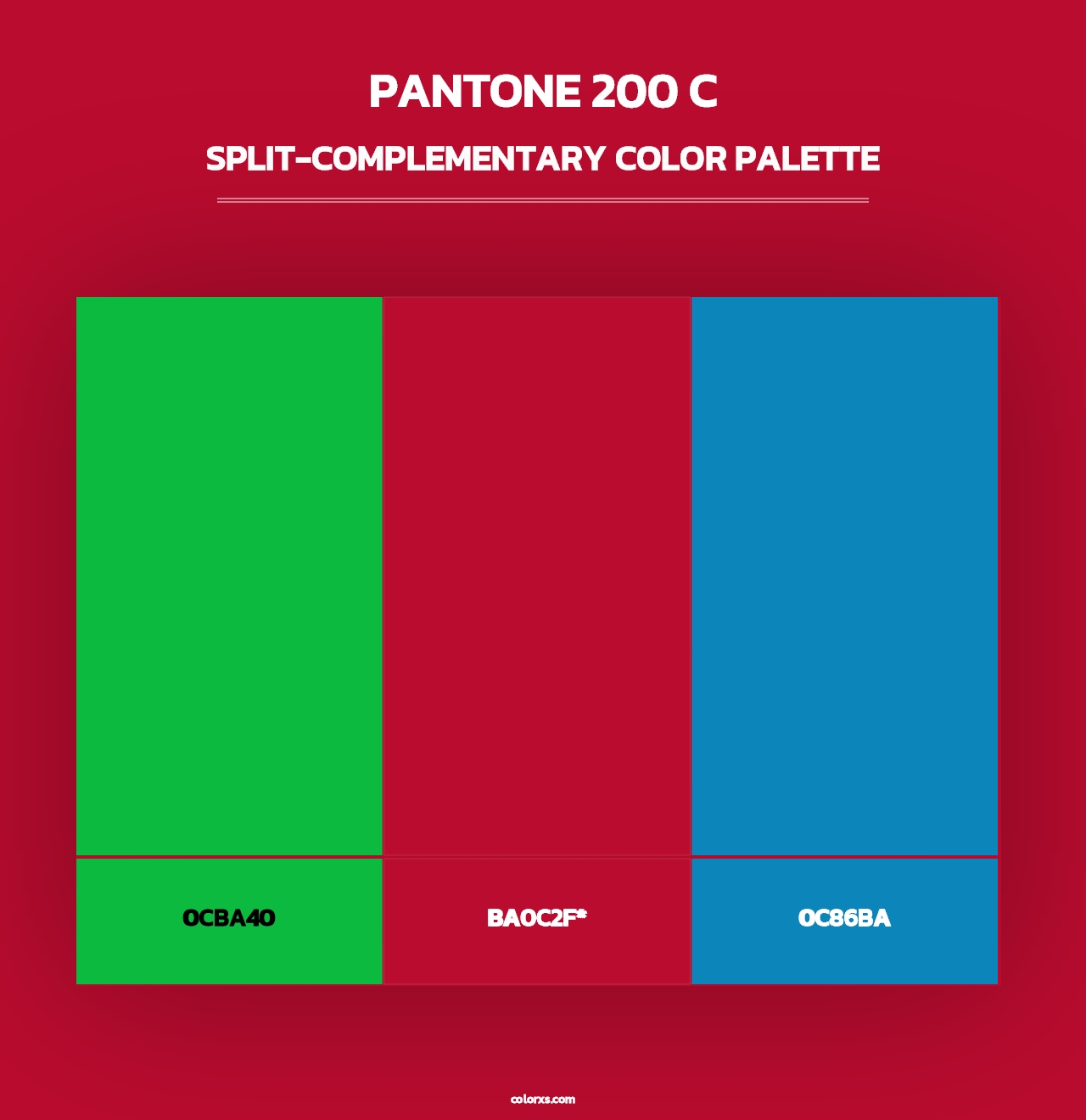 PANTONE 200 C - Split-Complementary Color Palette