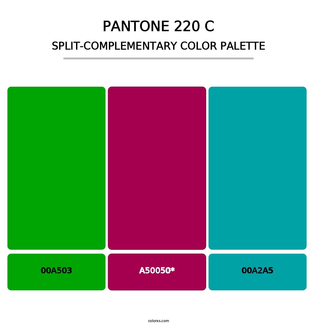 PANTONE 220 C - Split-Complementary Color Palette