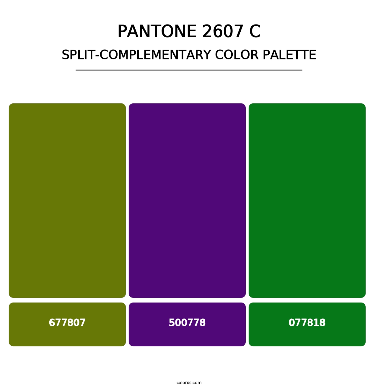 PANTONE 2607 C - Split-Complementary Color Palette