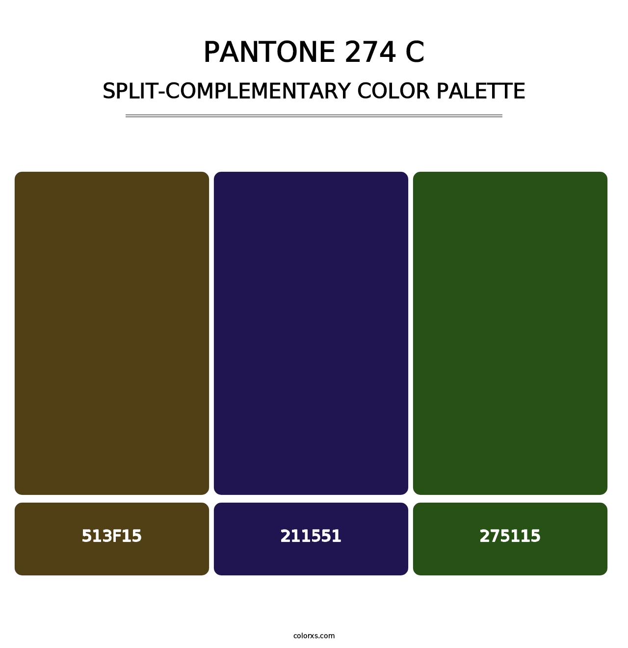 PANTONE 274 C - Split-Complementary Color Palette