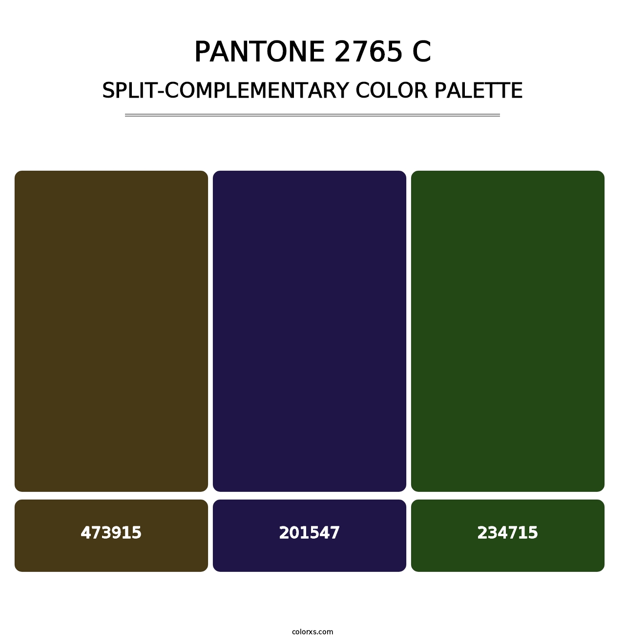 PANTONE 2765 C - Split-Complementary Color Palette