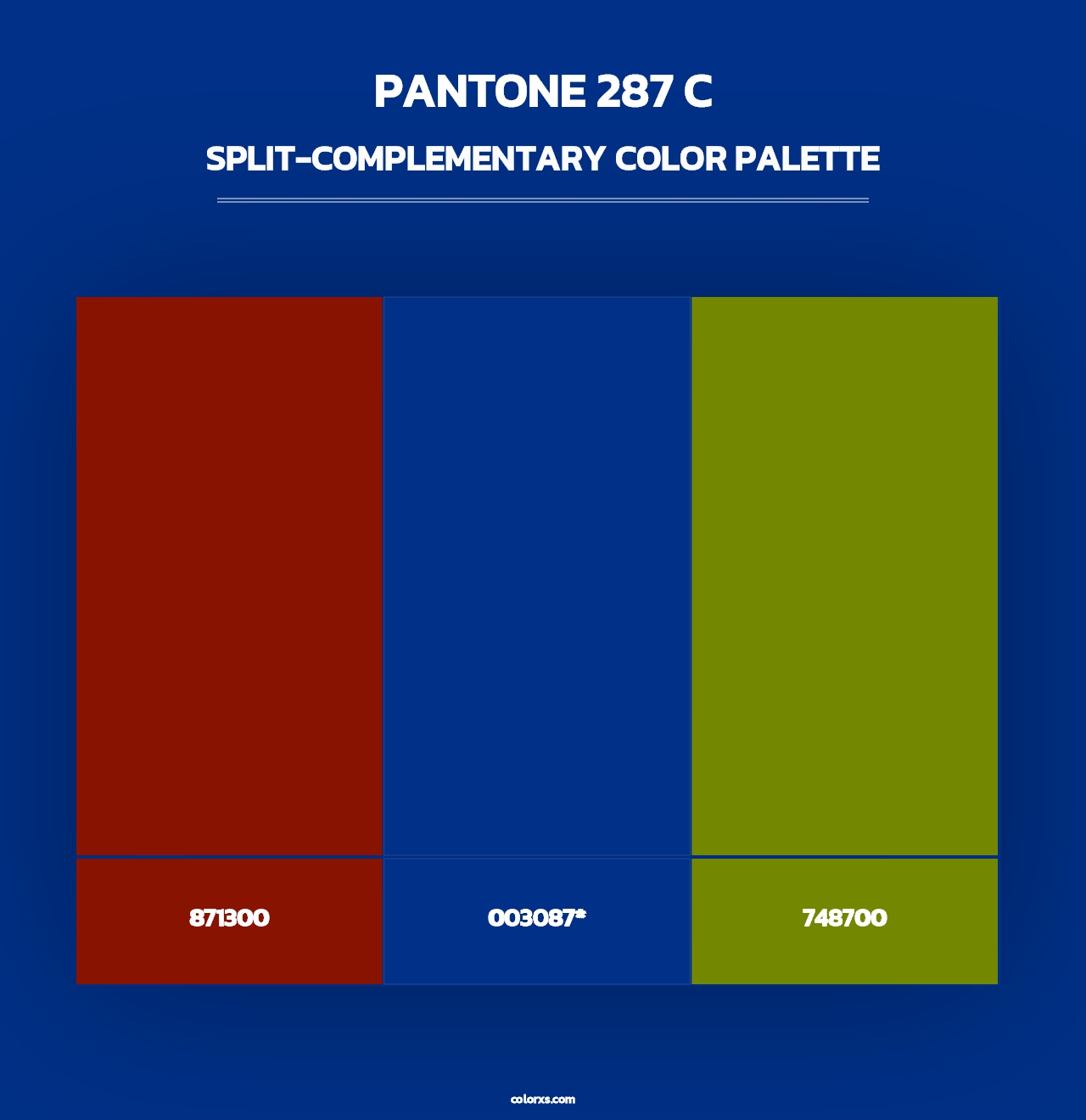 PANTONE 287 C - Split-Complementary Color Palette