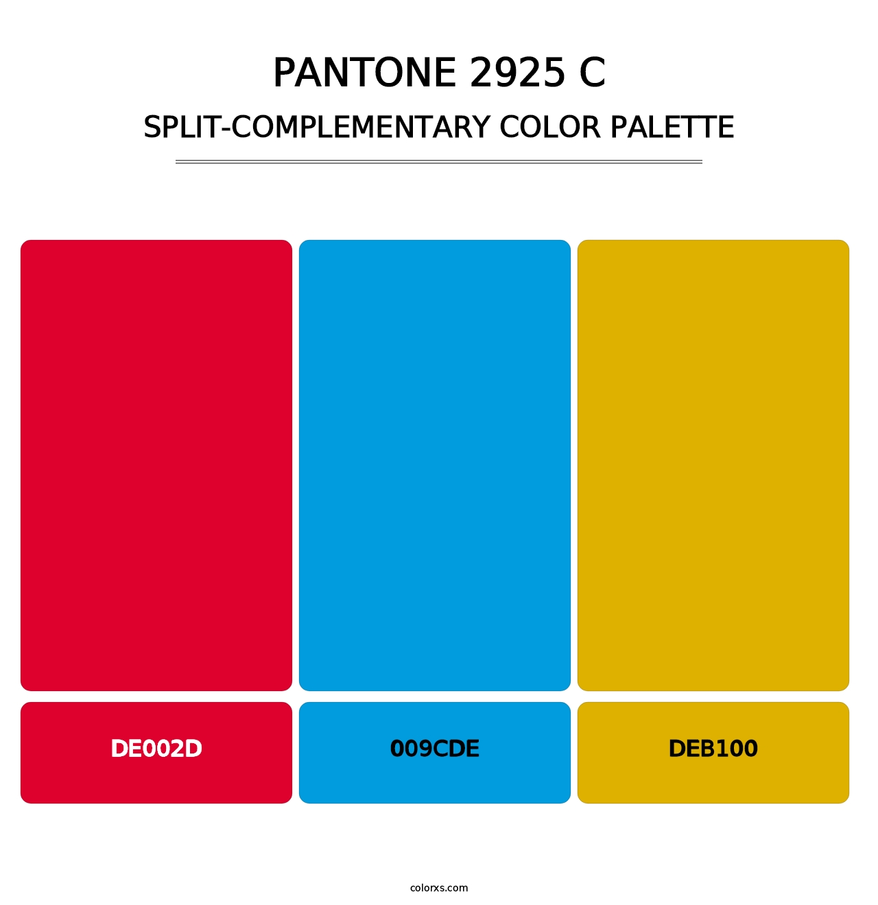 PANTONE 2925 C - Split-Complementary Color Palette