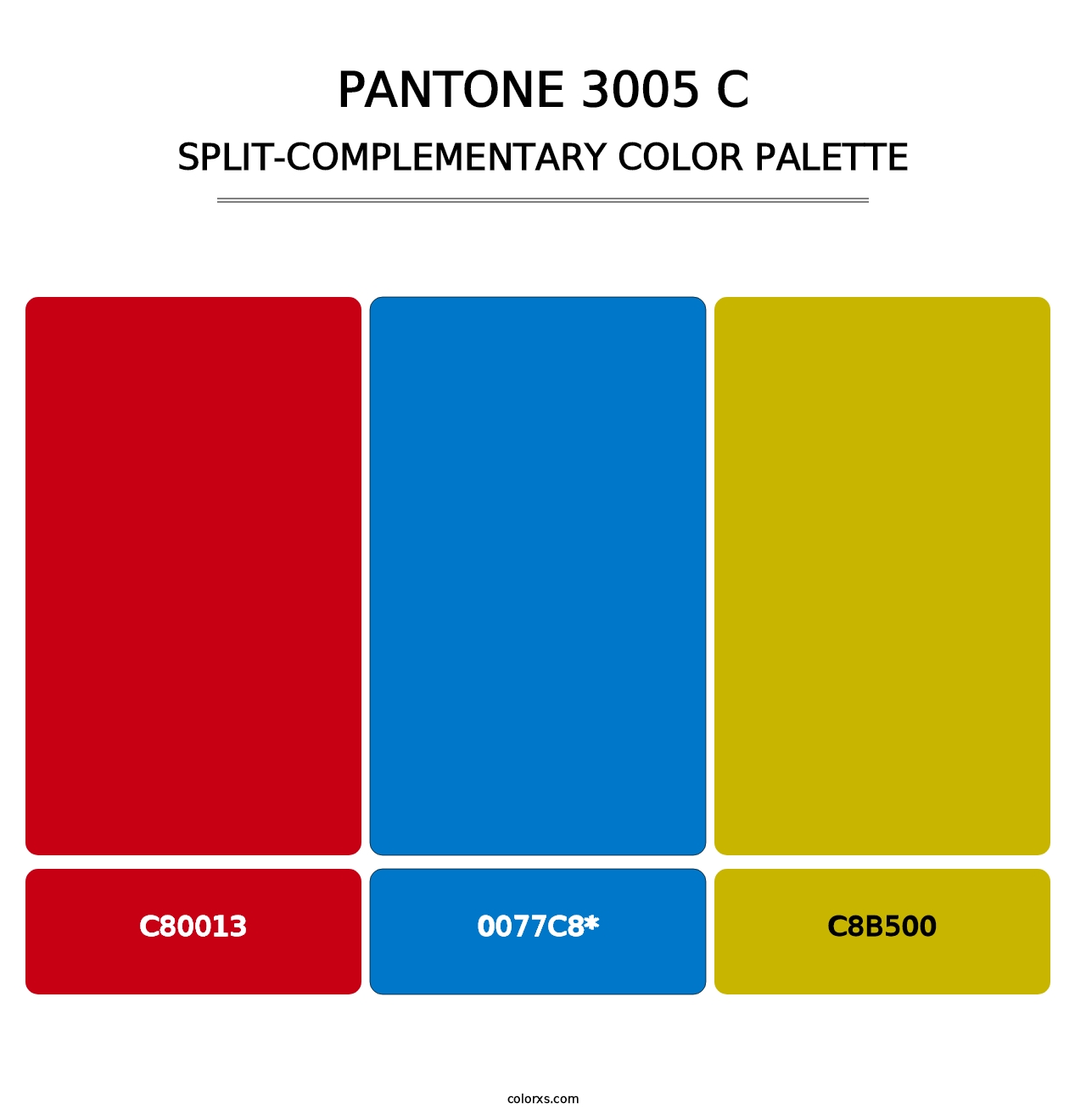 PANTONE 3005 C - Split-Complementary Color Palette