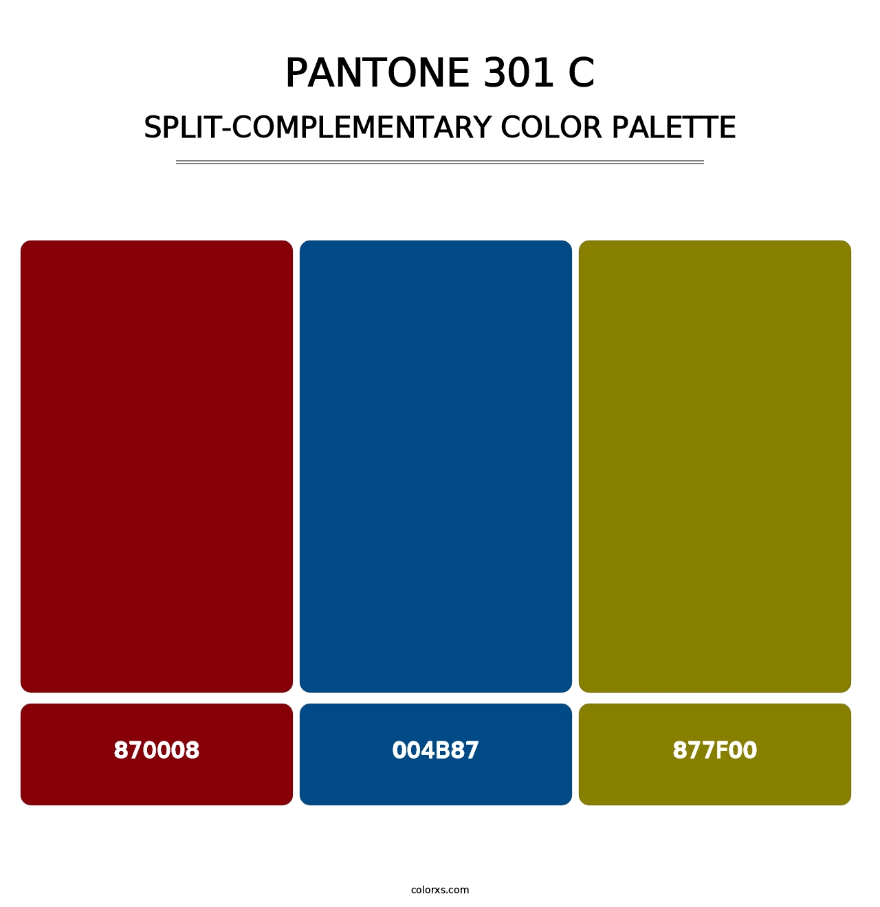 PANTONE 301 C - Split-Complementary Color Palette