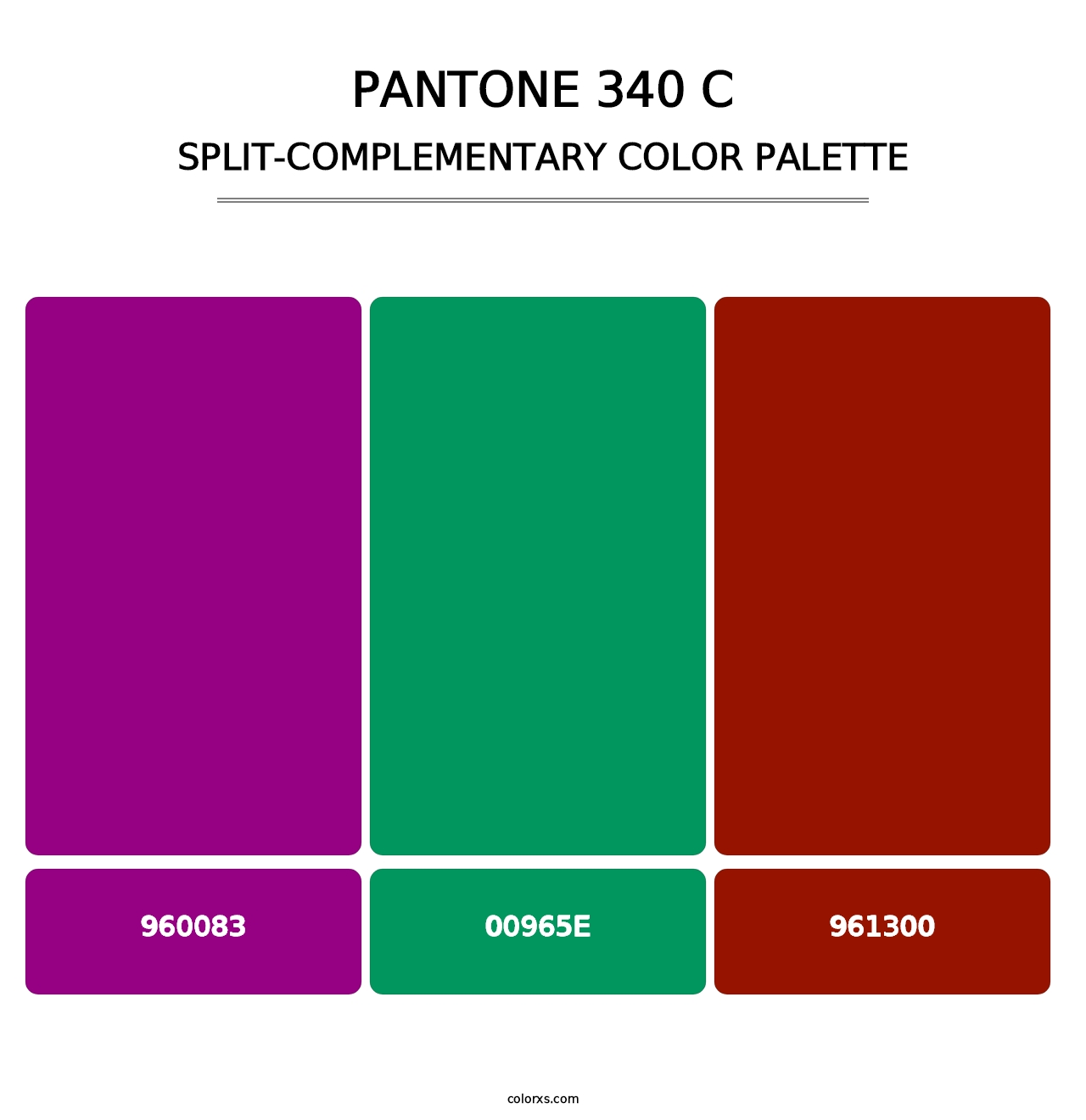 PANTONE 340 C - Split-Complementary Color Palette