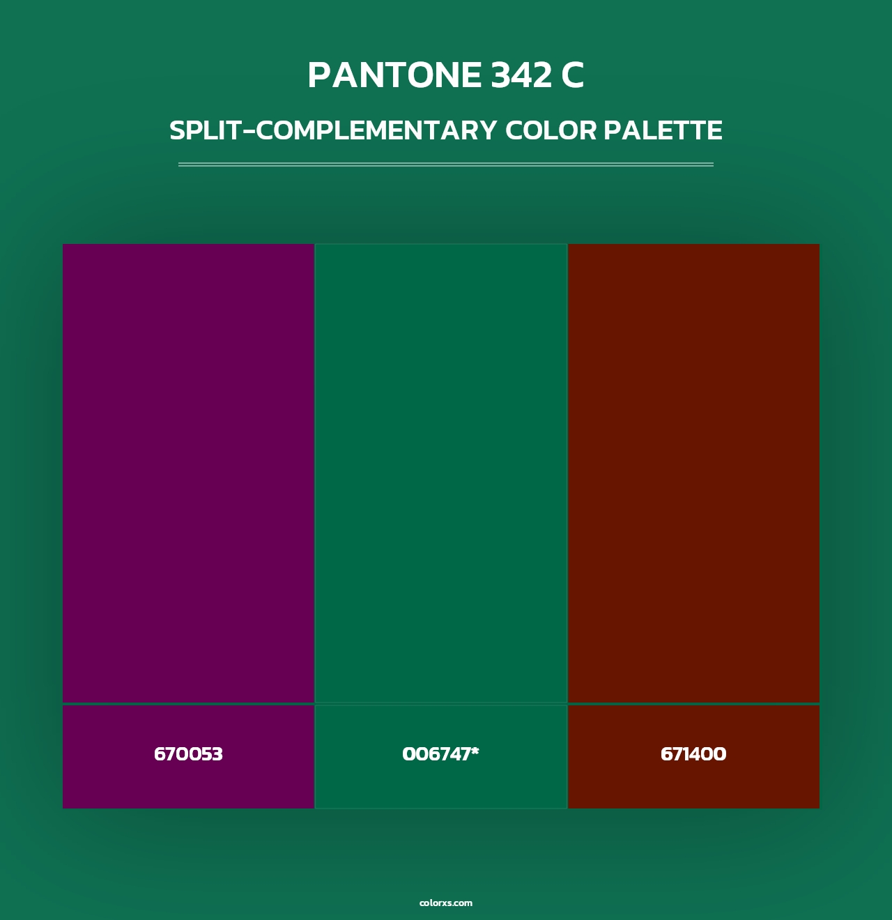 PANTONE 342 C - Split-Complementary Color Palette