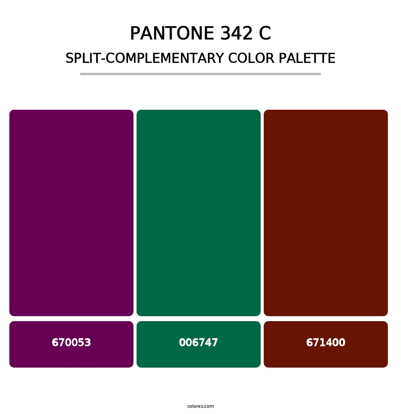 PANTONE 342 C - Split-Complementary Color Palette