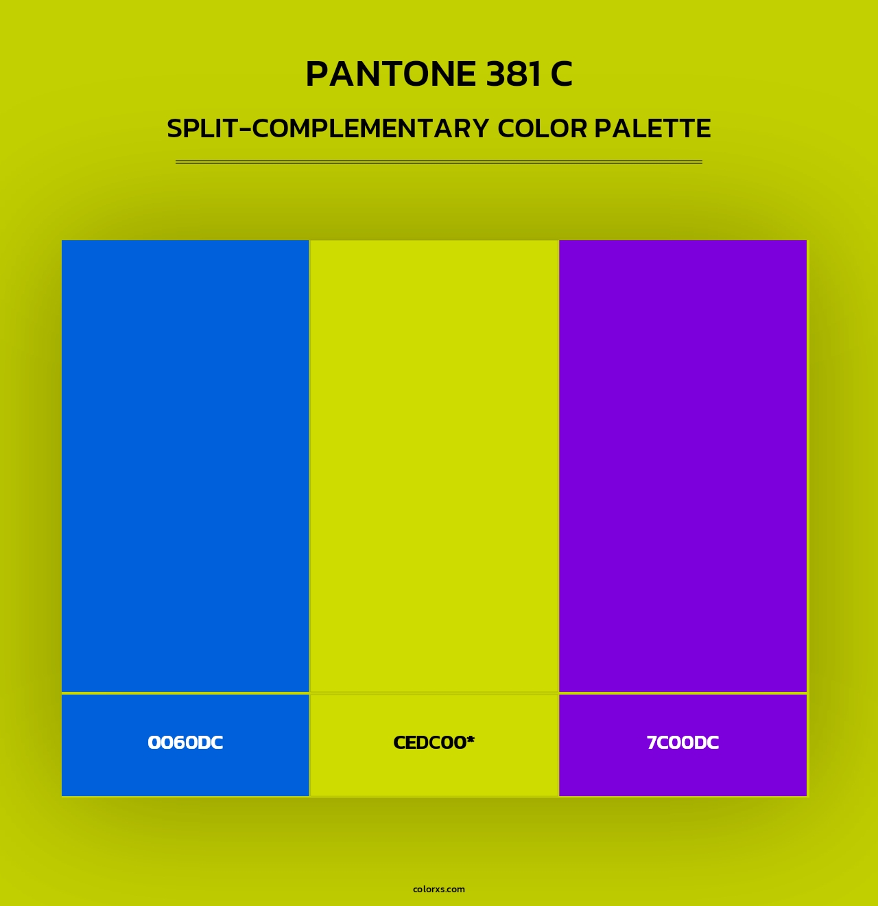 PANTONE 381 C - Split-Complementary Color Palette