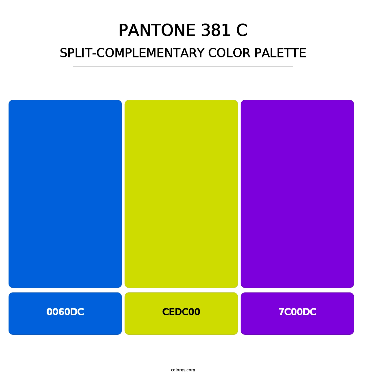 PANTONE 381 C - Split-Complementary Color Palette