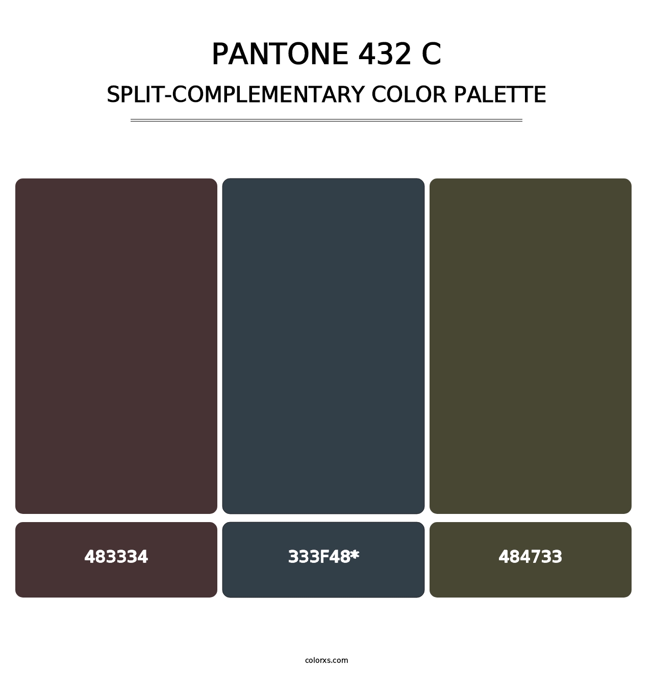 PANTONE 432 C - Split-Complementary Color Palette