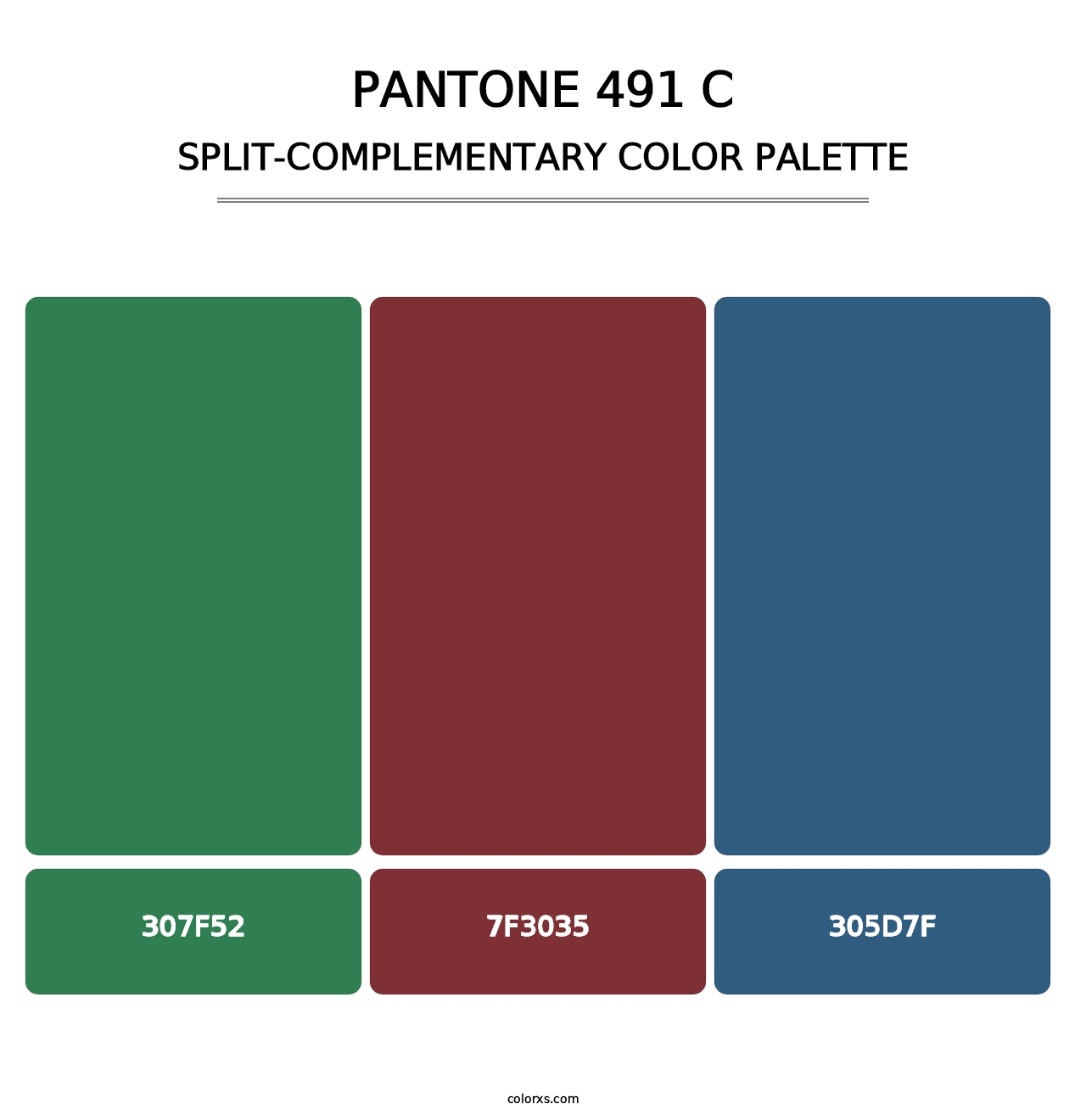 PANTONE 491 C - Split-Complementary Color Palette