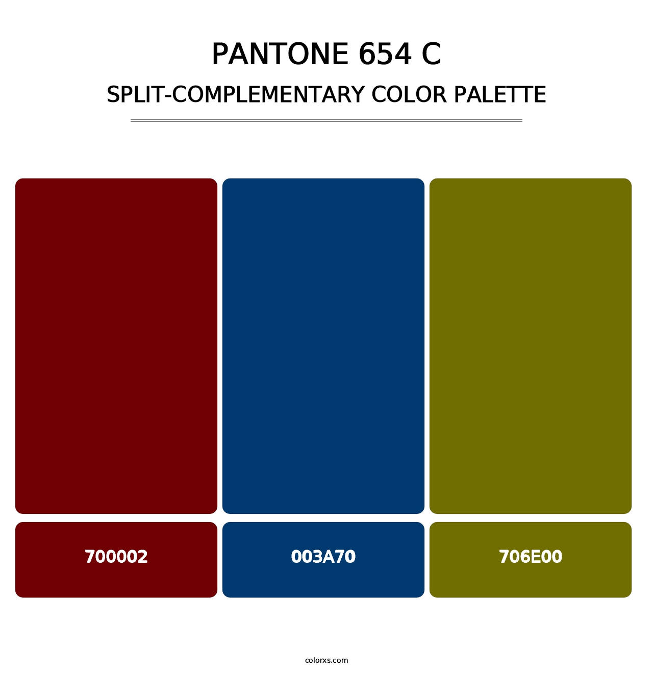 PANTONE 654 C - Split-Complementary Color Palette