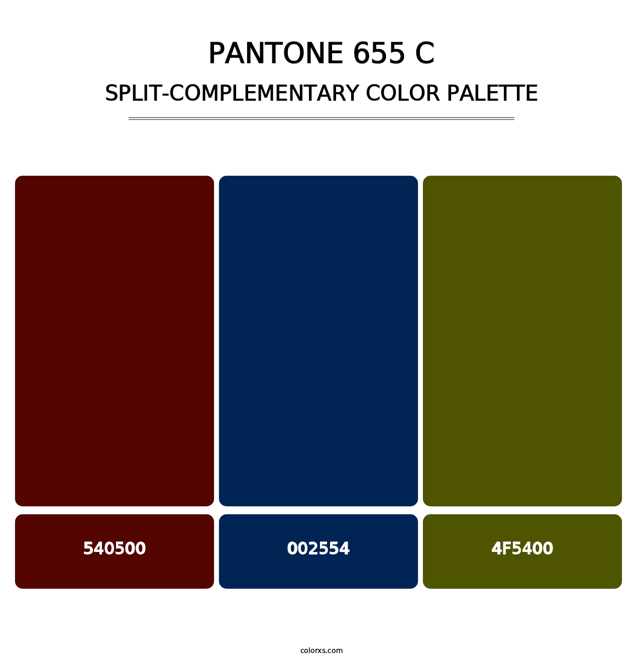 PANTONE 655 C - Split-Complementary Color Palette