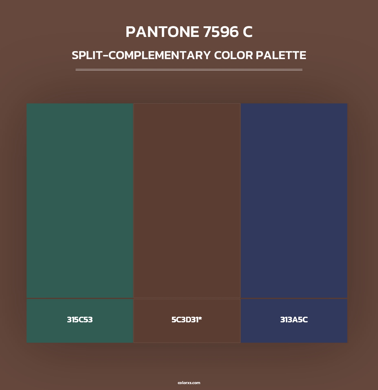 PANTONE 7596 C - Split-Complementary Color Palette