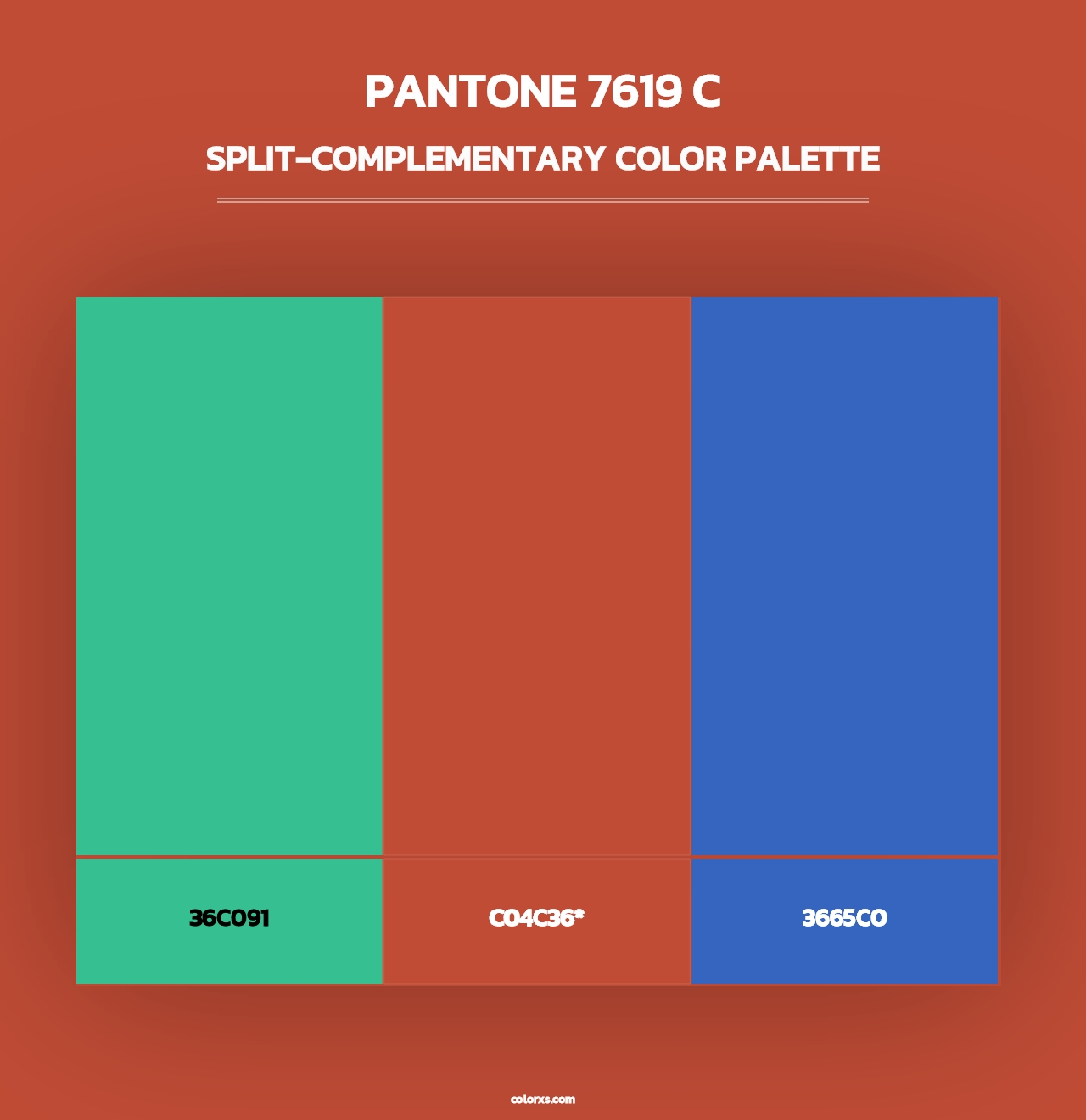 PANTONE 7619 C - Split-Complementary Color Palette