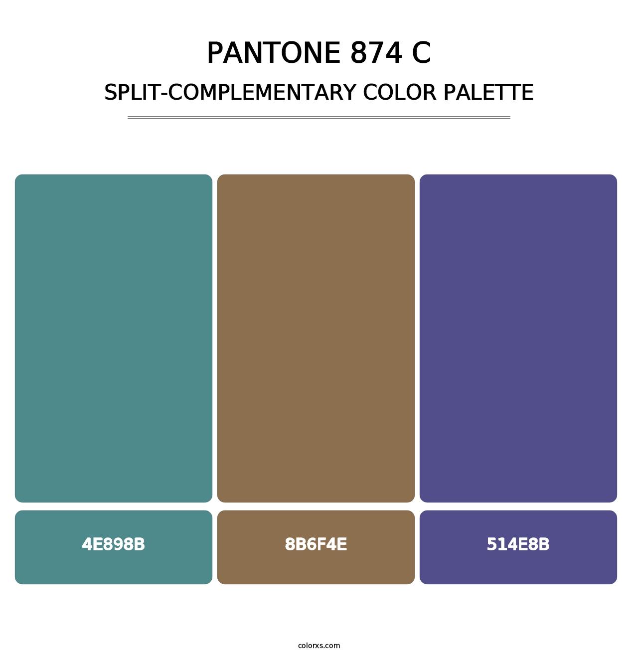 PANTONE 874 C - Split-Complementary Color Palette