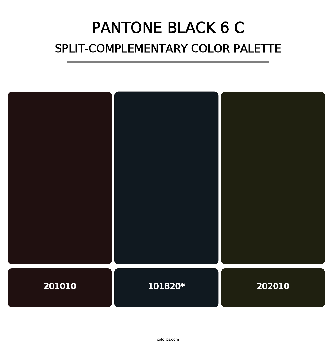 PANTONE Black 6 C - Split-Complementary Color Palette