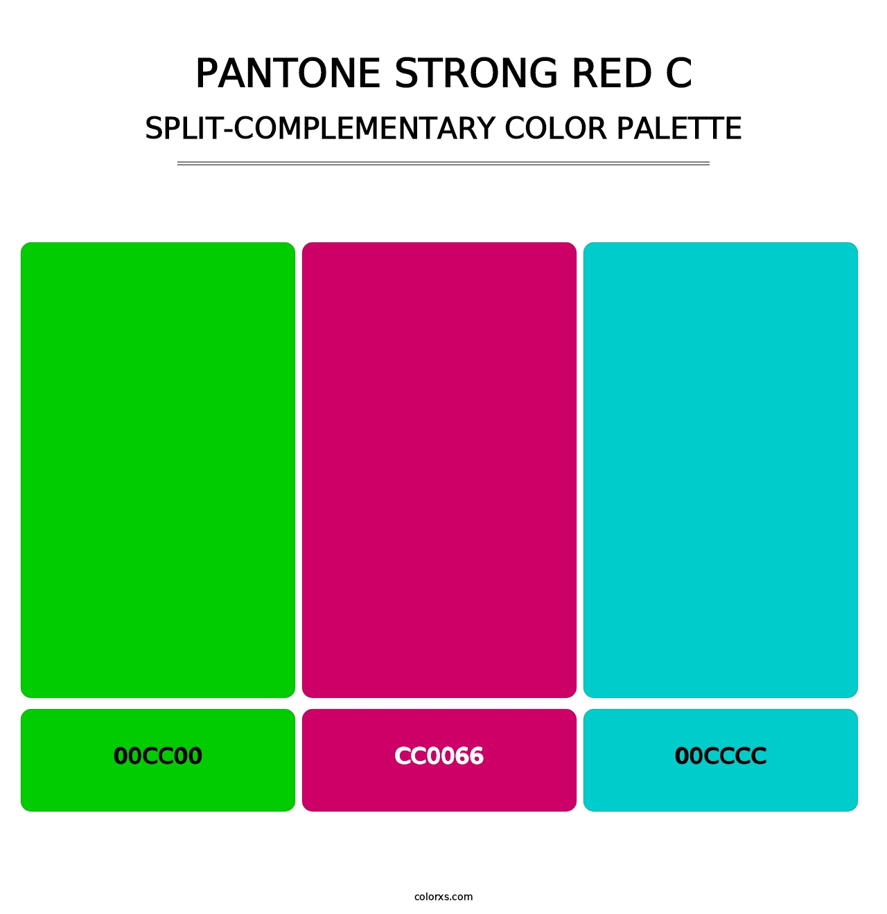 PANTONE Strong Red C - Split-Complementary Color Palette