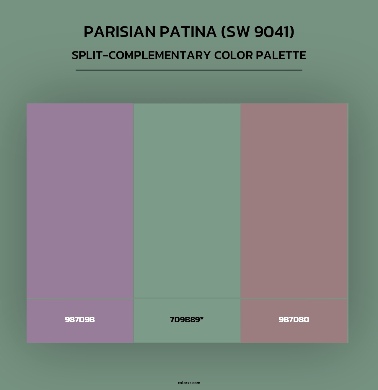 Parisian Patina (SW 9041) - Split-Complementary Color Palette