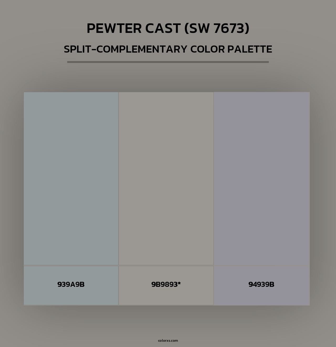 Pewter Cast (SW 7673) - Split-Complementary Color Palette