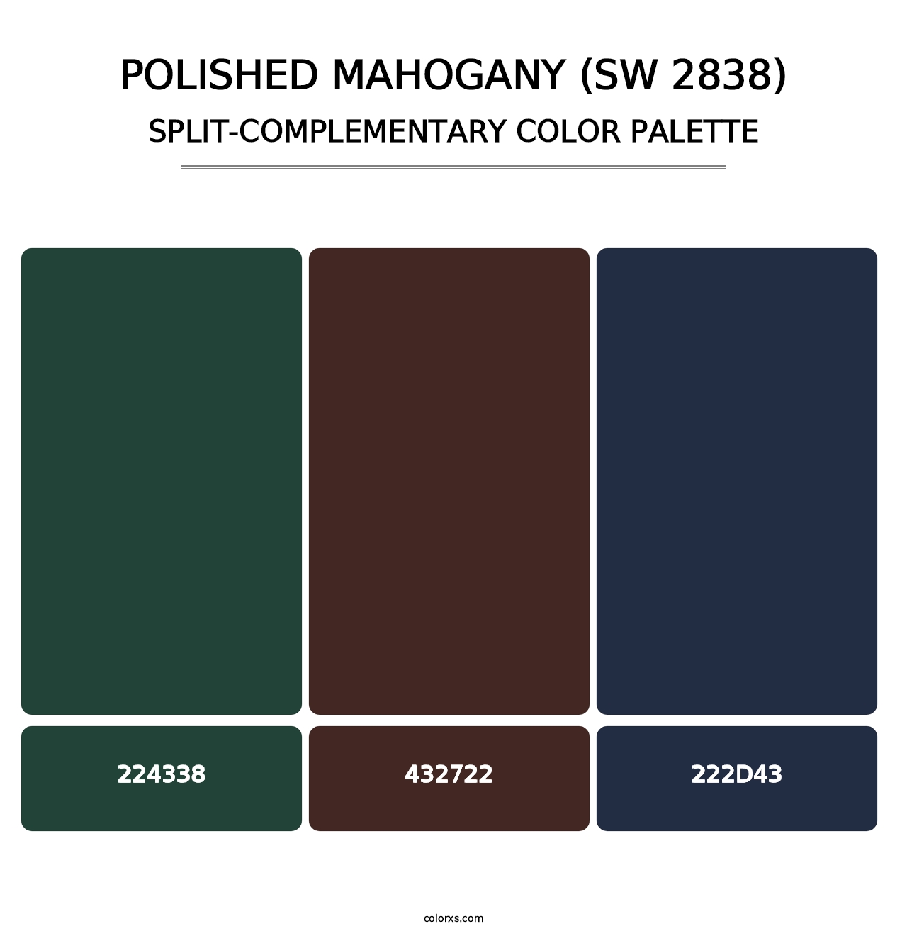 Polished Mahogany (SW 2838) - Split-Complementary Color Palette