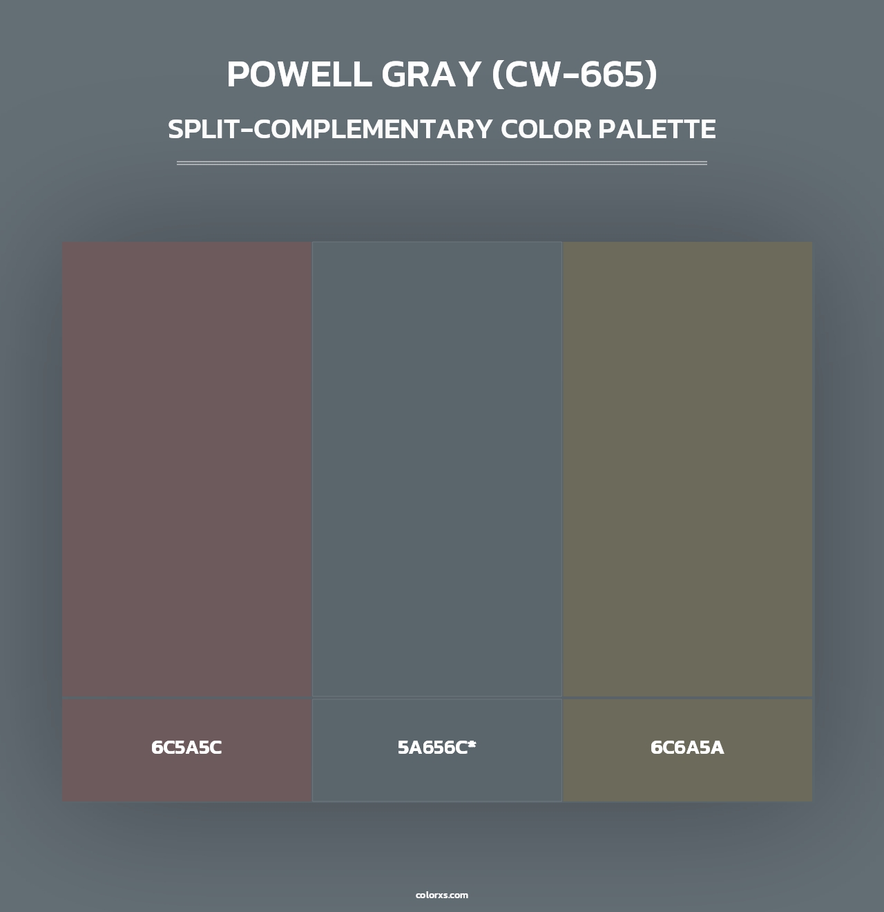 Powell Gray (CW-665) - Split-Complementary Color Palette
