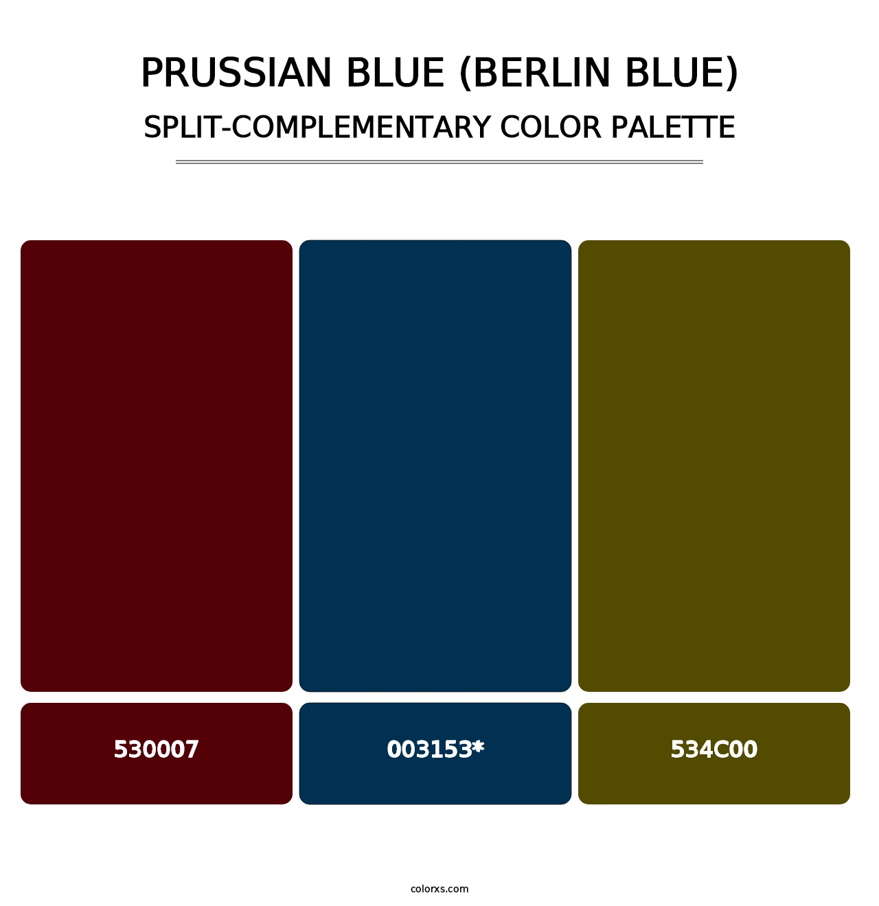 Prussian Blue (Berlin Blue) - Split-Complementary Color Palette