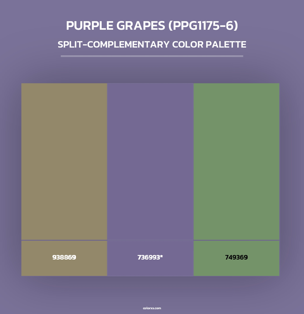 Purple Grapes (PPG1175-6) - Split-Complementary Color Palette