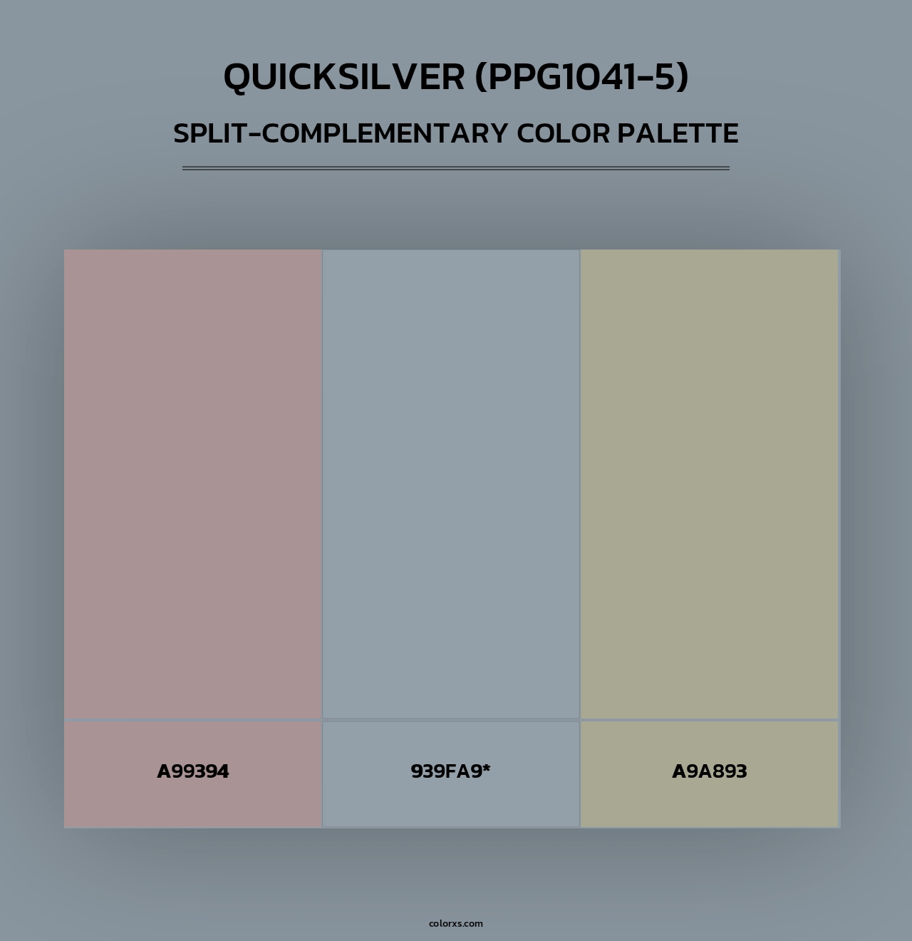 Quicksilver (PPG1041-5) - Split-Complementary Color Palette
