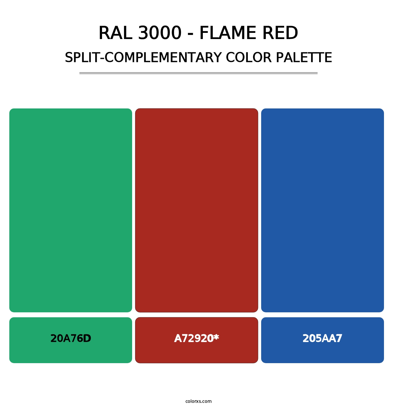 RAL 3000 - Flame Red - Split-Complementary Color Palette