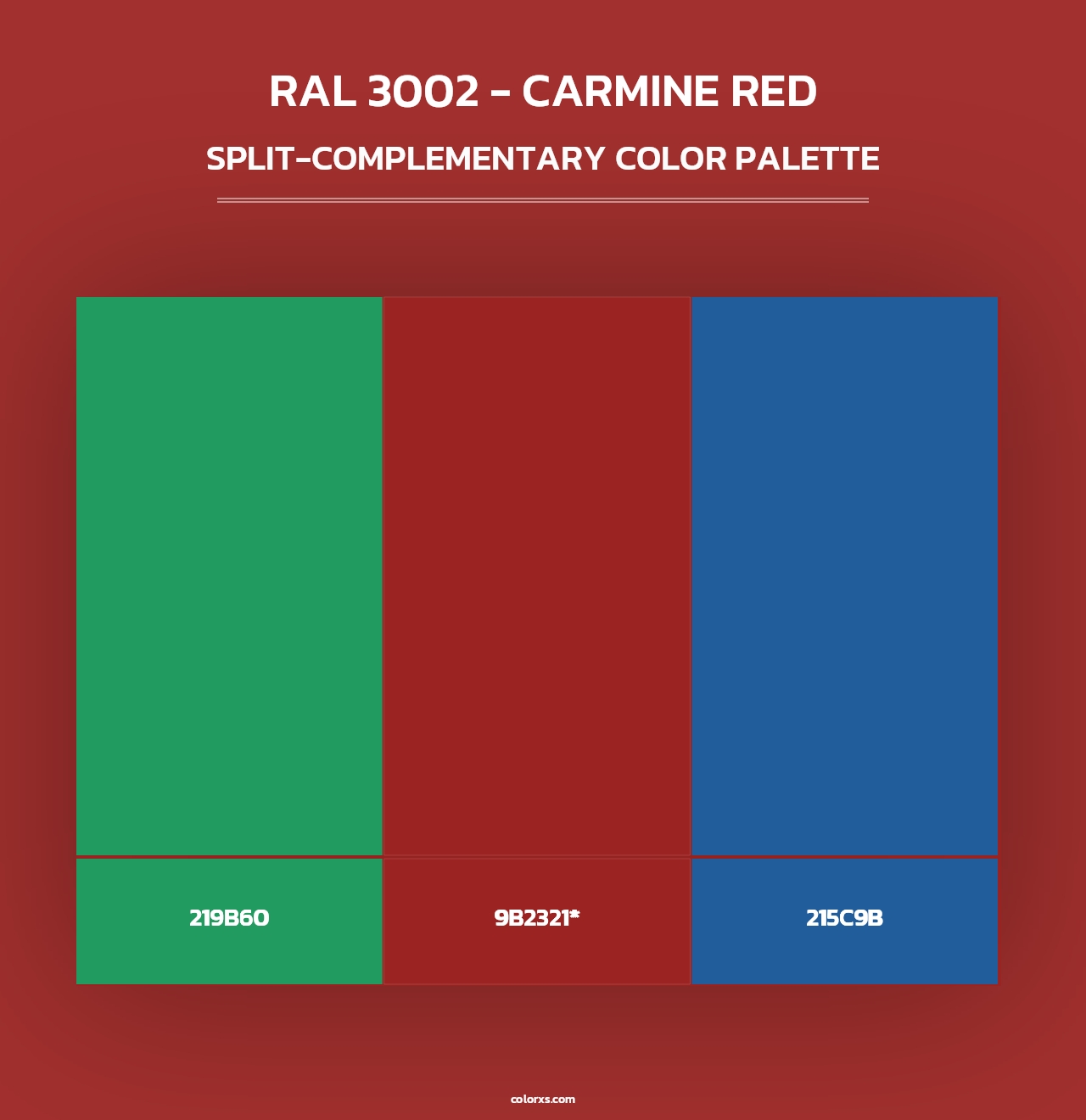 RAL 3002 - Carmine Red - Split-Complementary Color Palette