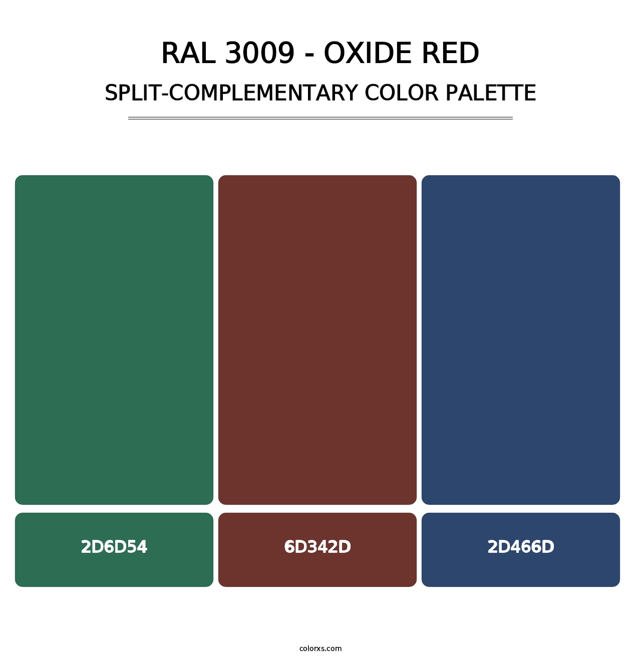 RAL 3009 - Oxide Red - Split-Complementary Color Palette
