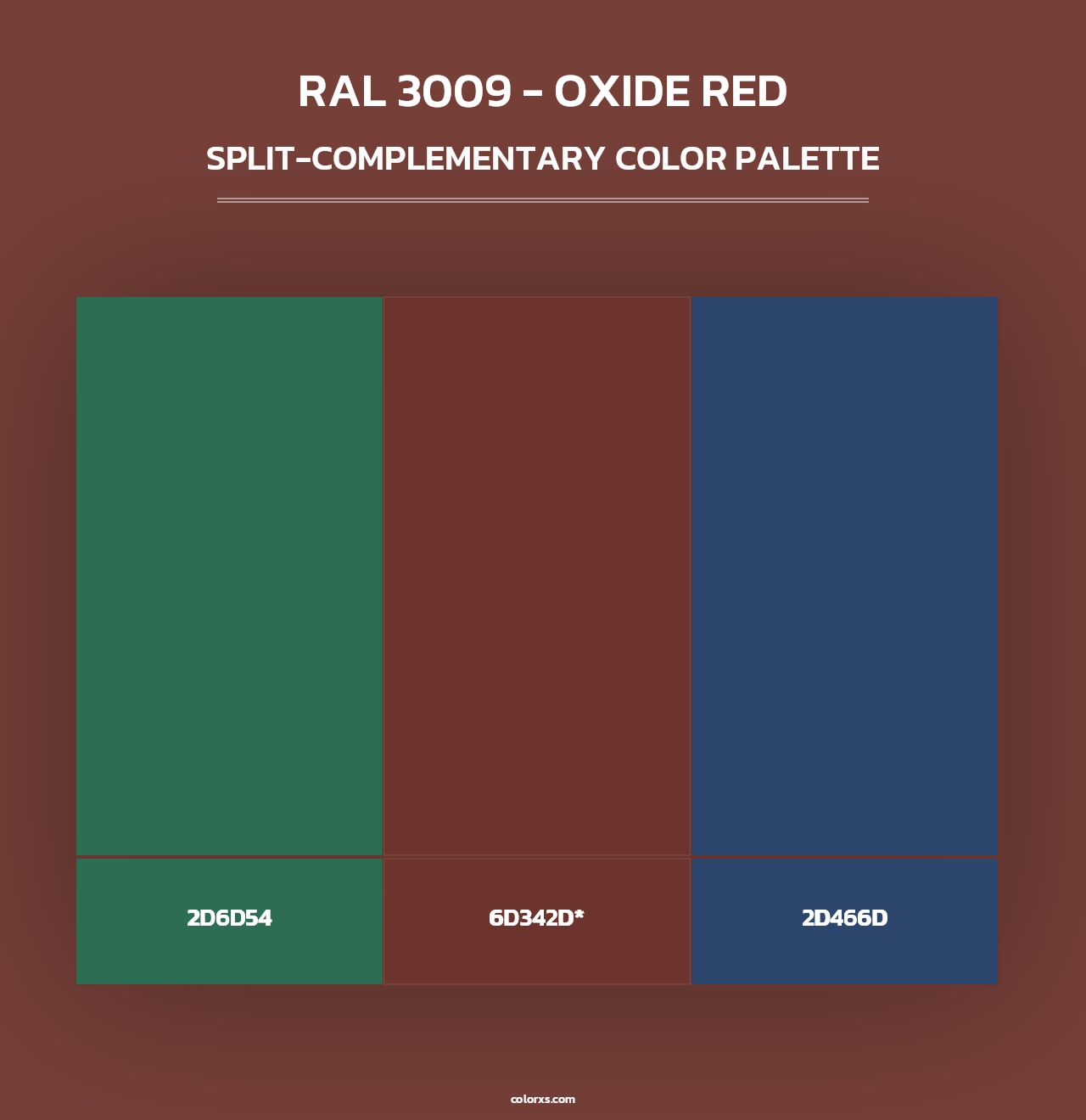 RAL 3009 - Oxide Red - Split-Complementary Color Palette