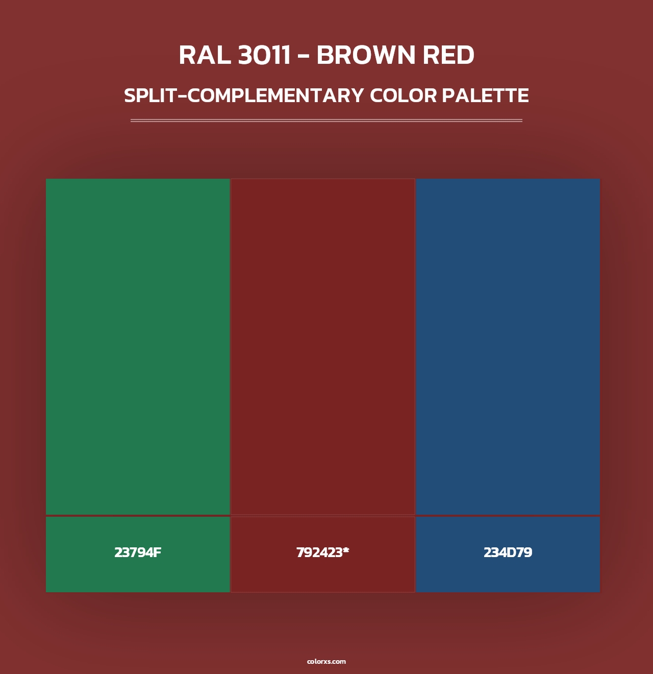 RAL 3011 - Brown Red - Split-Complementary Color Palette