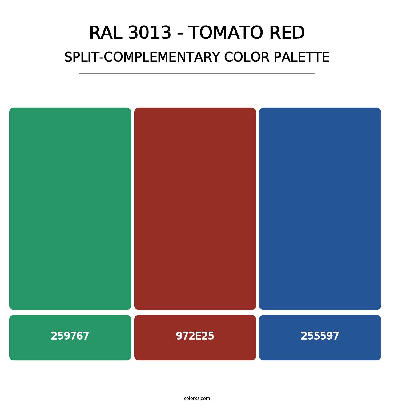 RAL 3013 - Tomato Red - Split-Complementary Color Palette