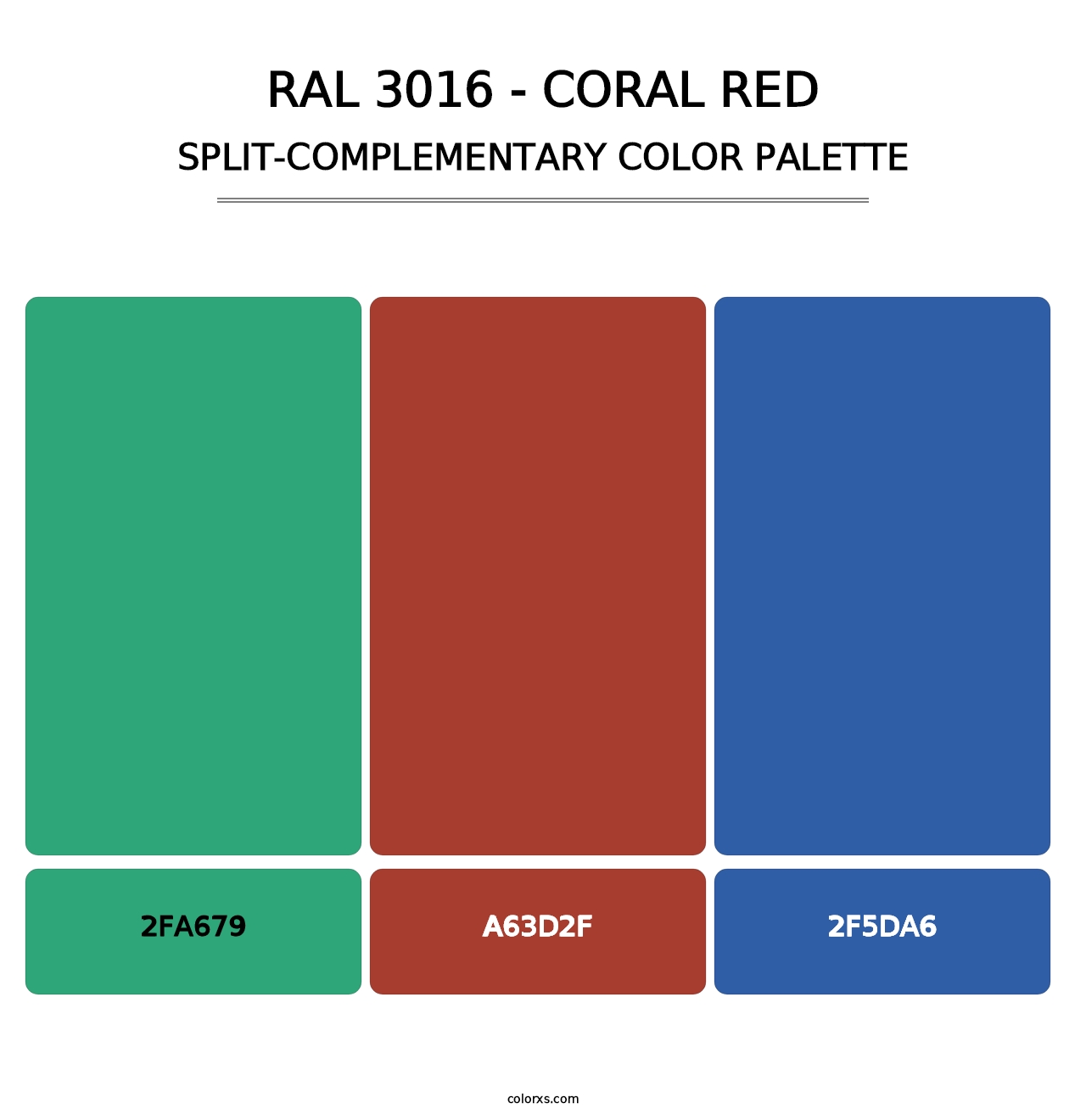 RAL 3016 - Coral Red - Split-Complementary Color Palette