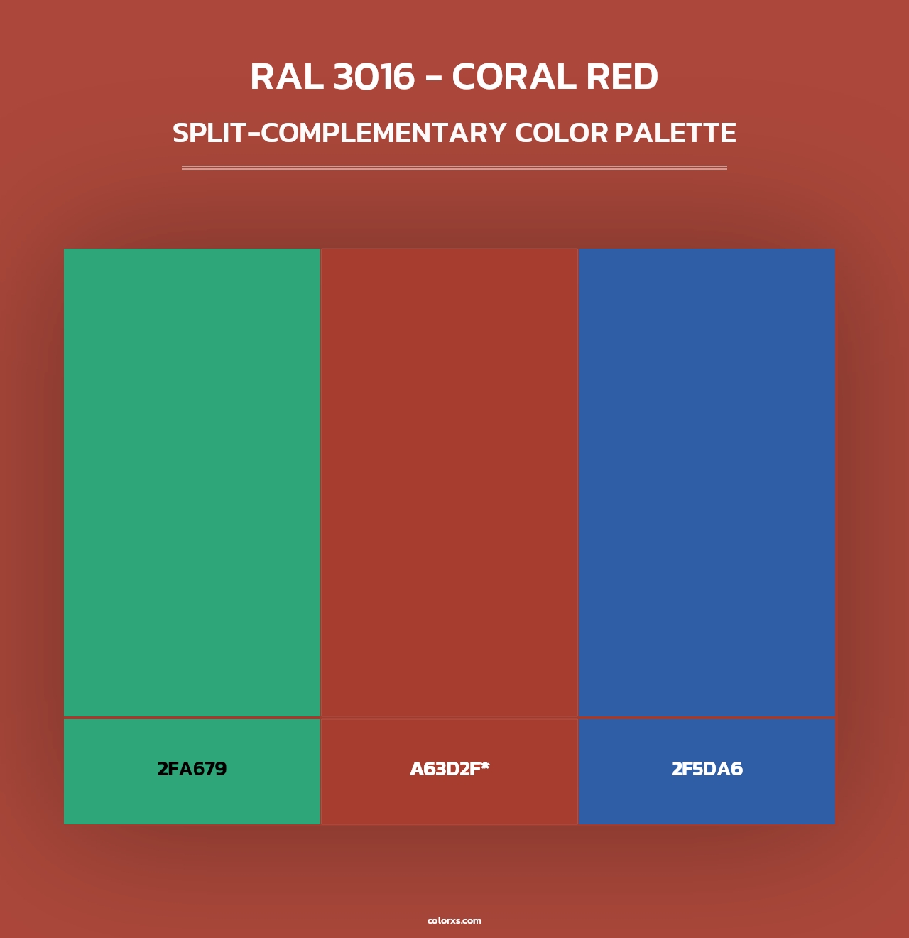 RAL 3016 - Coral Red - Split-Complementary Color Palette