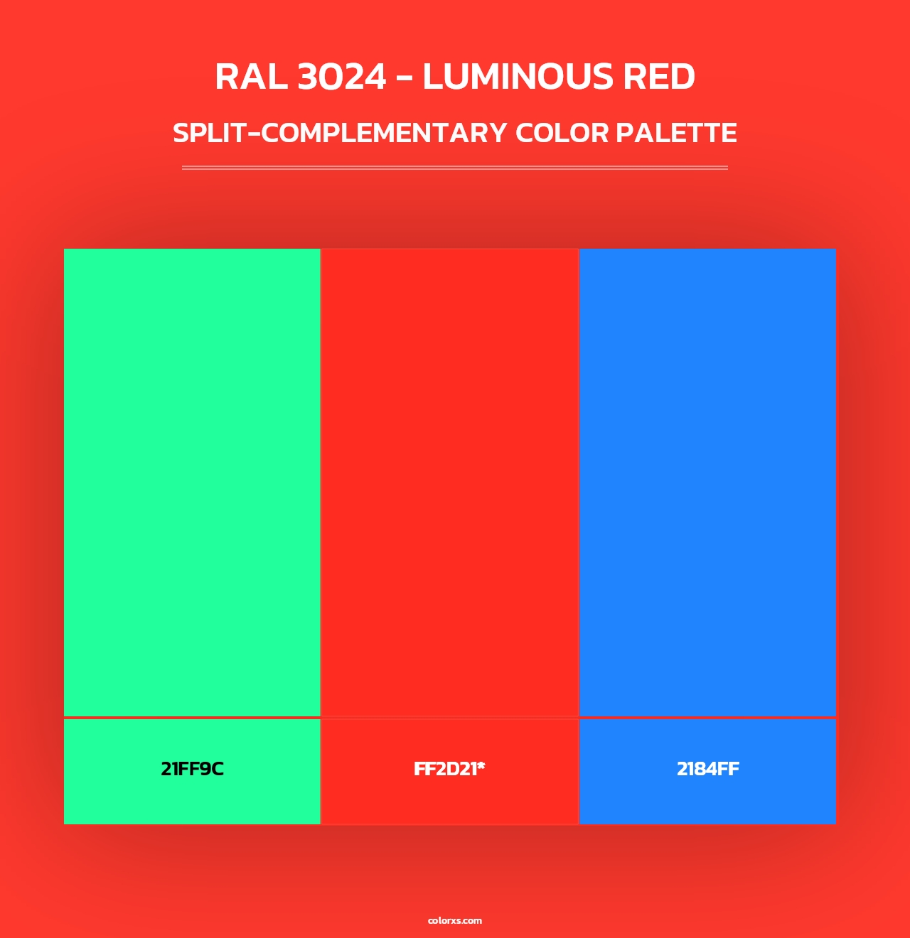 RAL 3024 - Luminous Red - Split-Complementary Color Palette