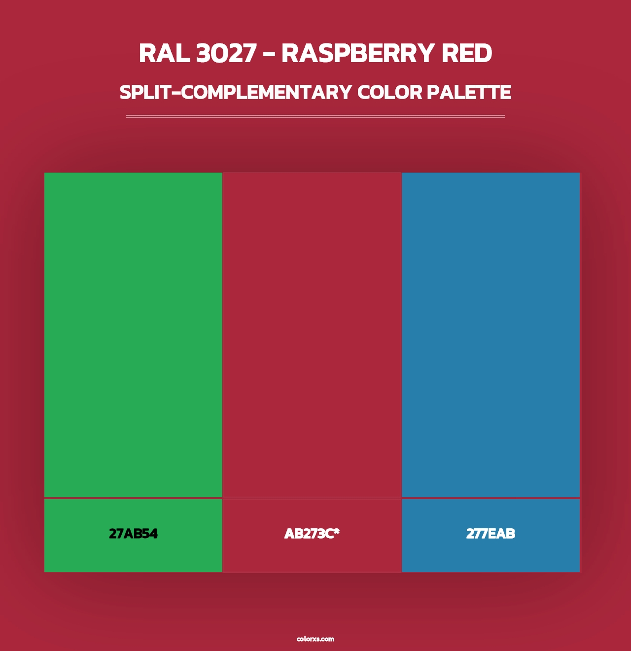 RAL 3027 - Raspberry Red - Split-Complementary Color Palette