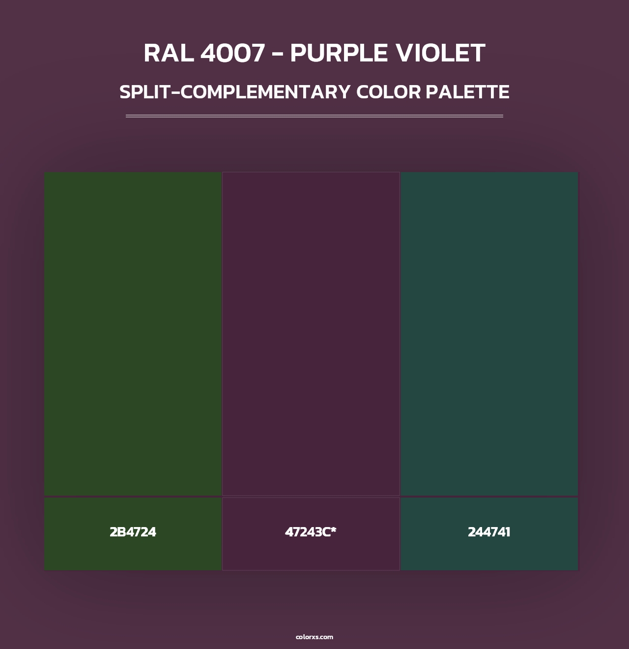 RAL 4007 - Purple Violet - Split-Complementary Color Palette