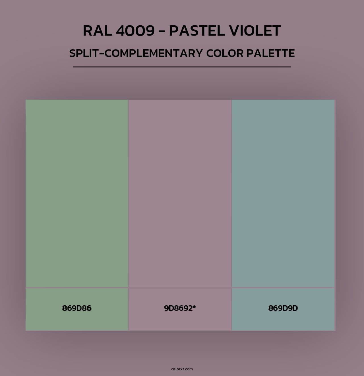 RAL 4009 - Pastel Violet - Split-Complementary Color Palette