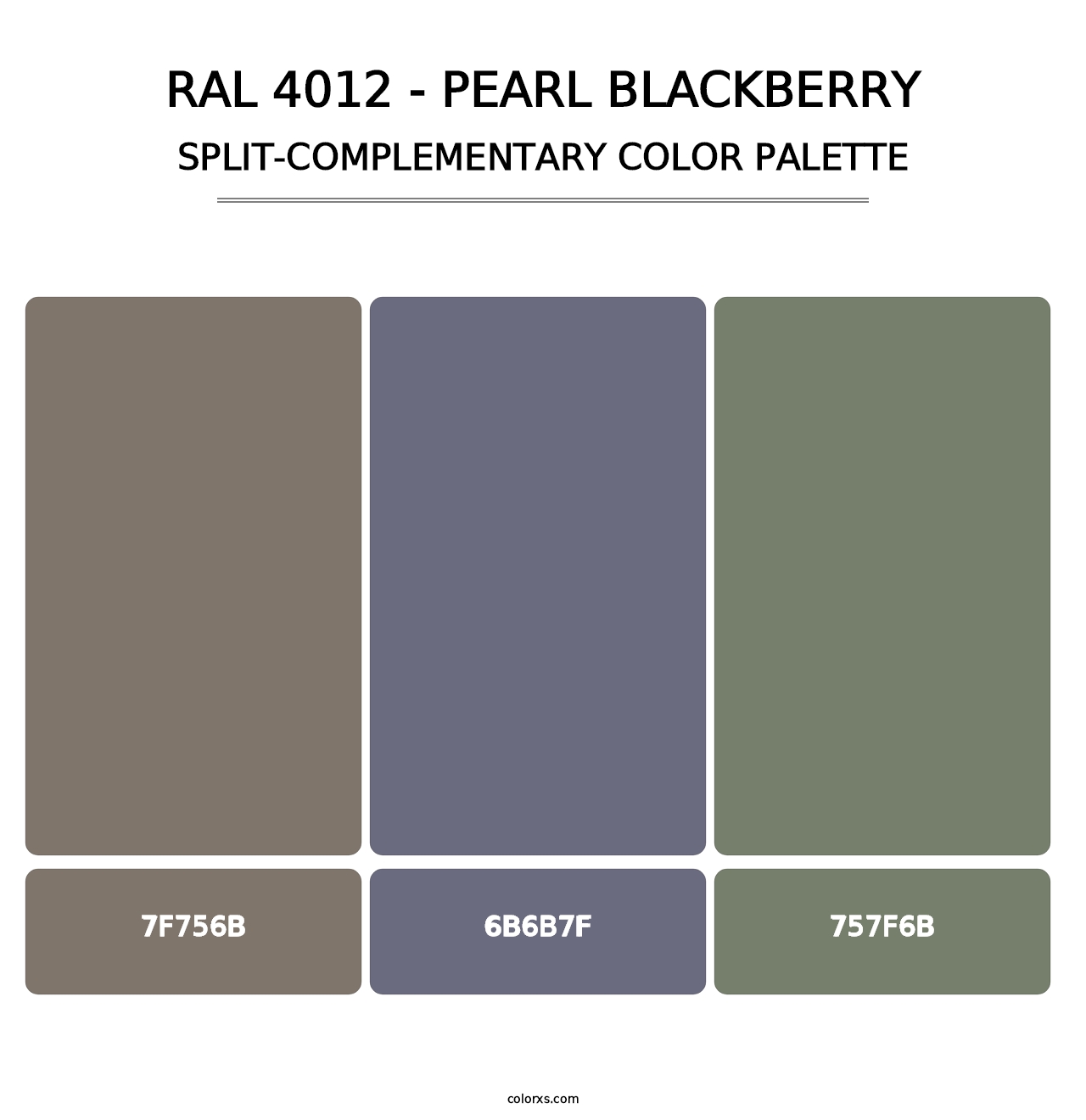 RAL 4012 - Pearl Blackberry - Split-Complementary Color Palette